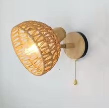 Applique Murale en Rotin et Corde de Chanvre