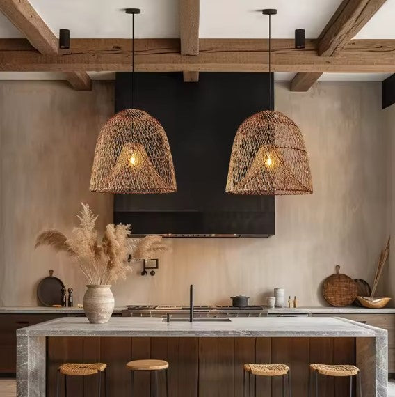 Luminaire en rotin élégant