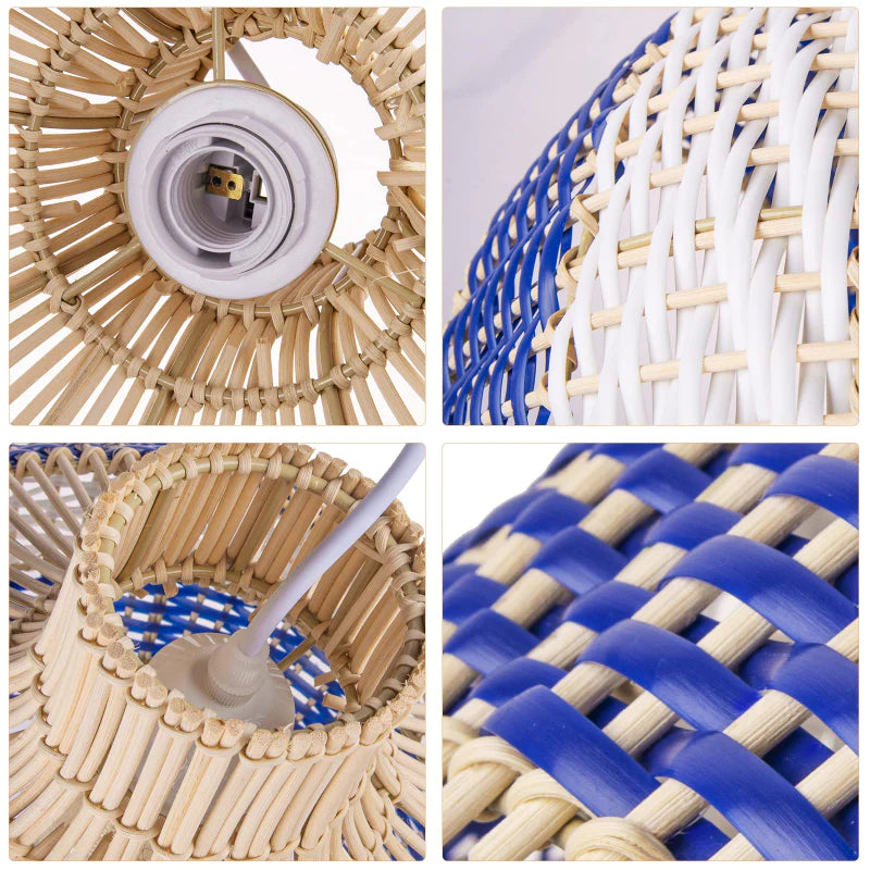 Suspension Rotin Bleu