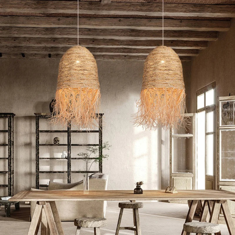 Suspension Rotin à Franges Bohème | LIVIA