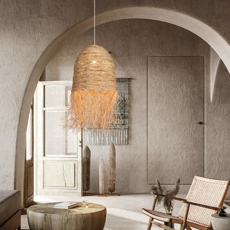 Suspension Rotin à Franges Bohème | LIVIA