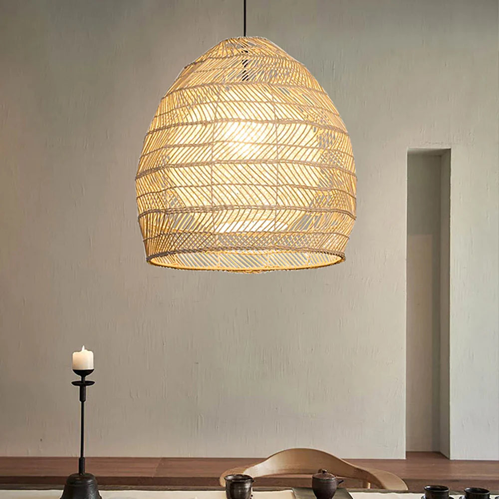 Suspension Rotin Cloche