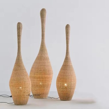 Lampadaire en rotin goutte d’eau