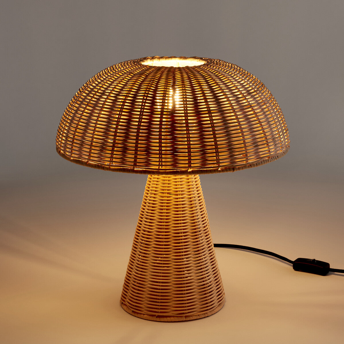 Lampe à Poser Champignon en Rotin