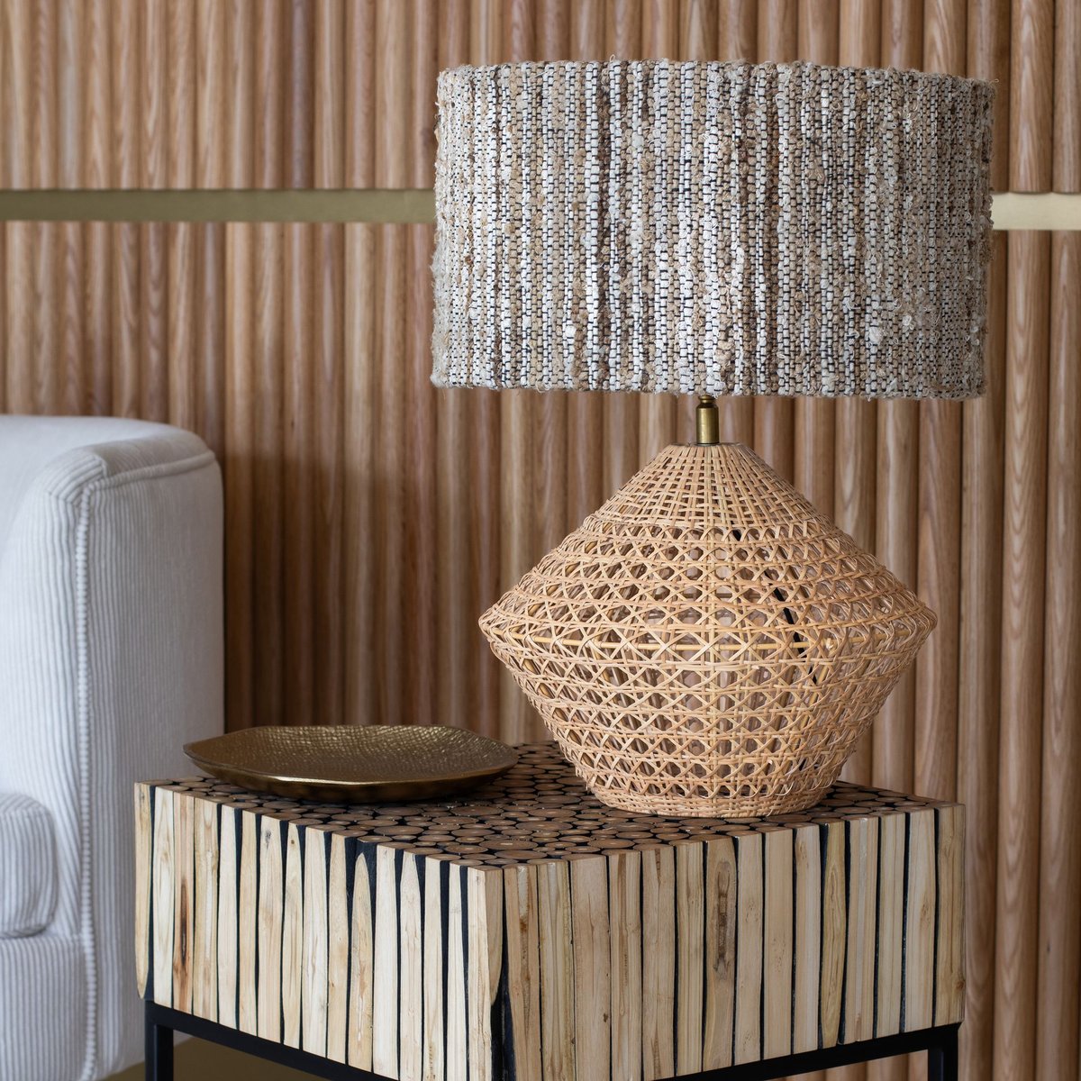 Lampe à poser en Rotin Style Japandi