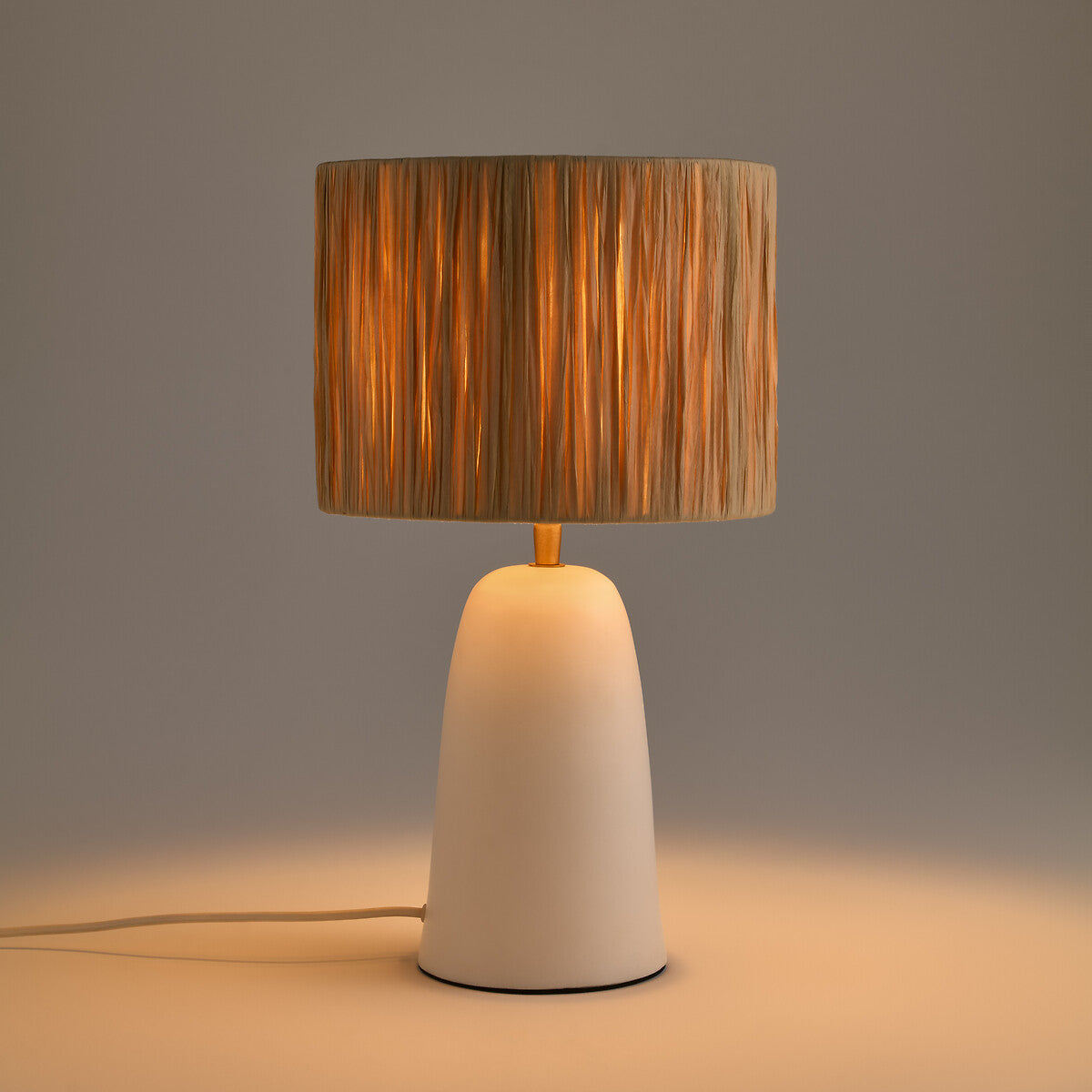 Lampe à Poser en Terracotta et Raphia | NEVEN