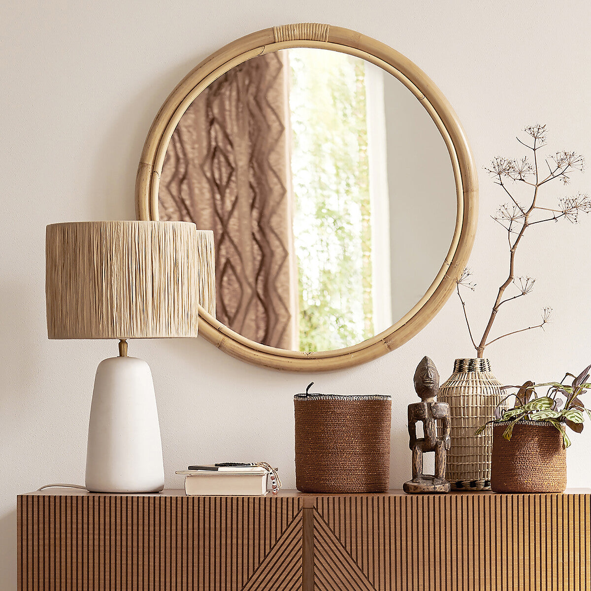 Lampe à Poser en Terracotta et Raphia | NEVEN