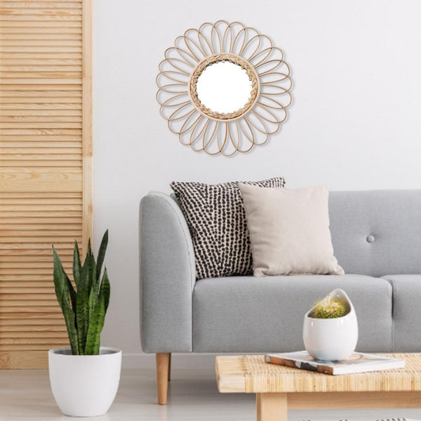 Miroir en Rotin Rond Blanc | MARGO