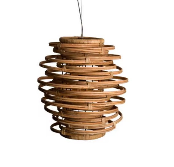 Suspension rotin et bambou spirale