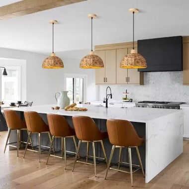 Suspension rotin tressée