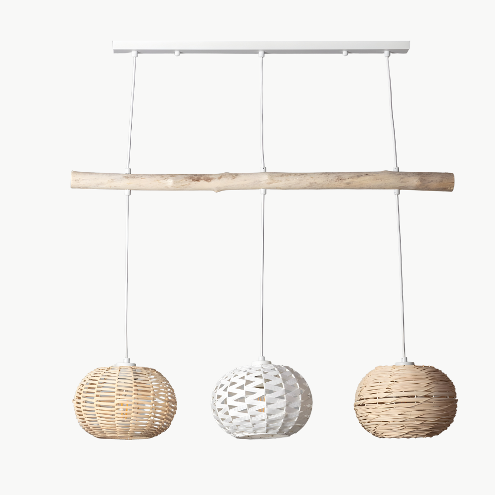 Suspension en Rotin et Bois Flotté