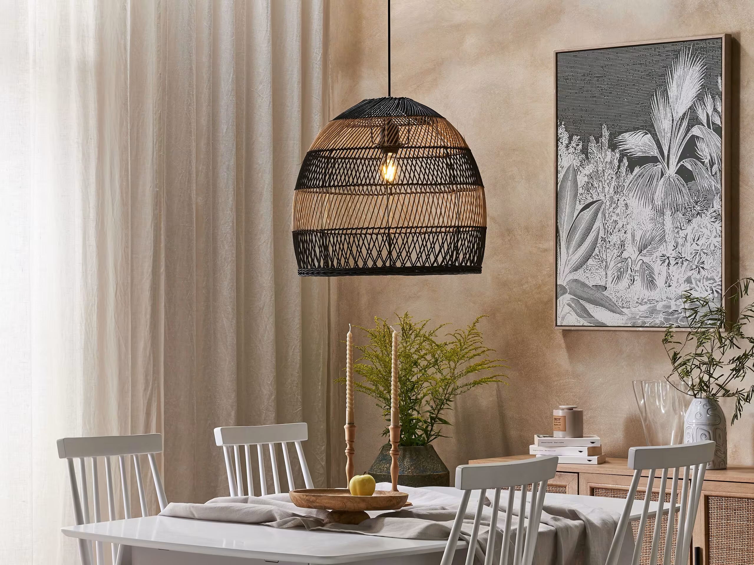 Suspension Rotin Bicolore