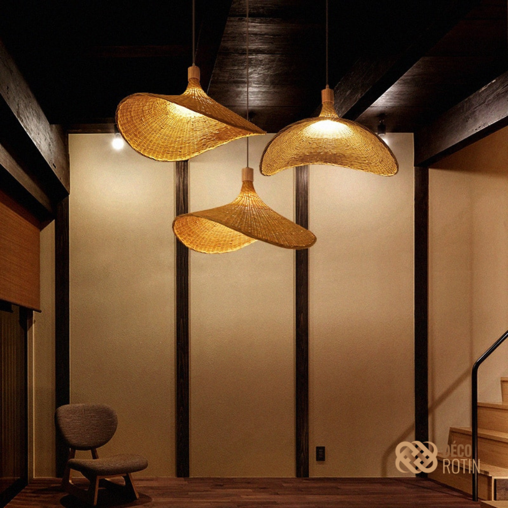 Suspension Rotin Chapeau
