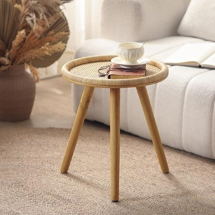 Table basse en rotin bohème