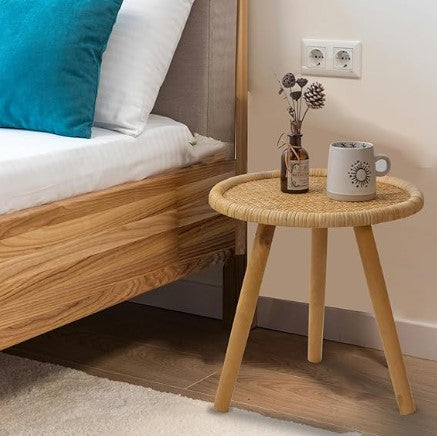 Table basse en rotin bohème