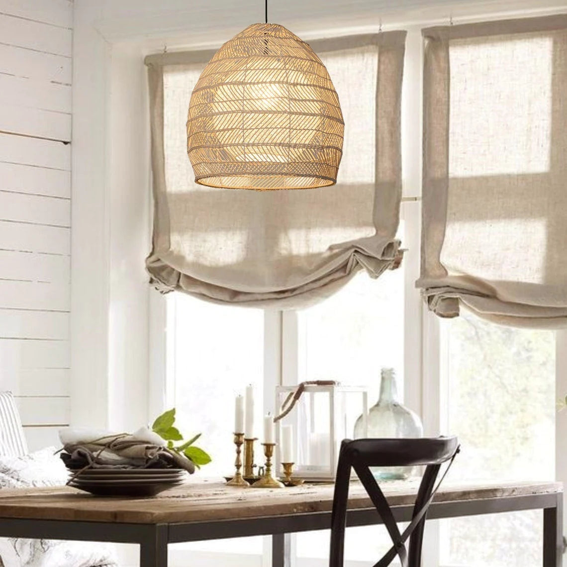 Suspension Rotin Cloche