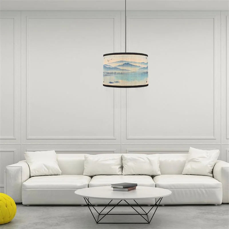 Abat-Jour Bambou Paysage Peint