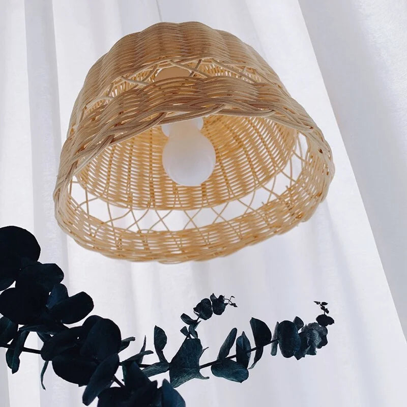 abat jour bois tressé