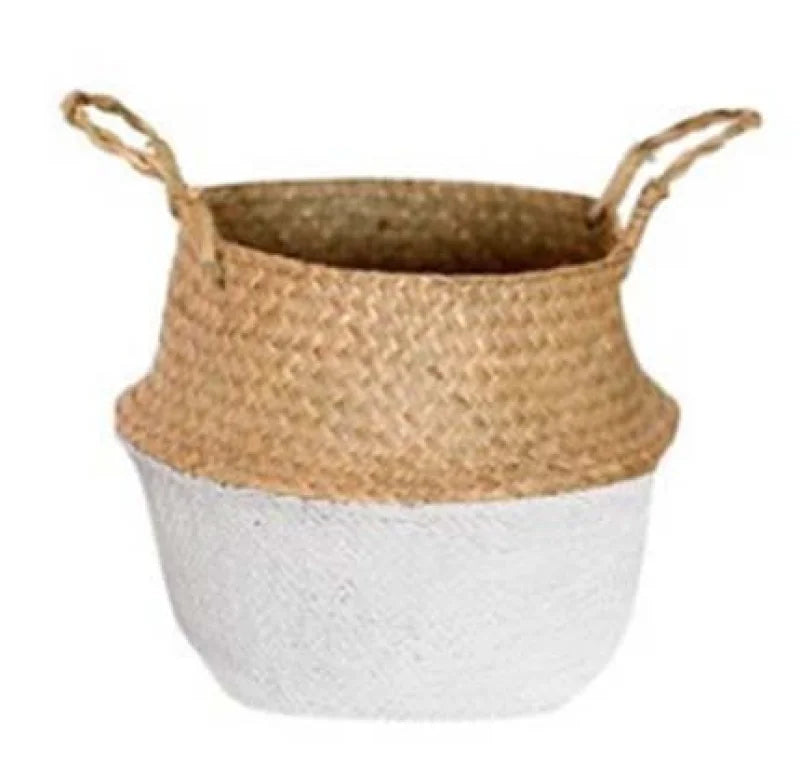 cache pot osier blanc