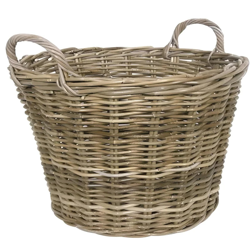 Panier En Rotin Plastique Beige 30L - Multifonction Pour Rangement Salon, Cuisine, Poubelle