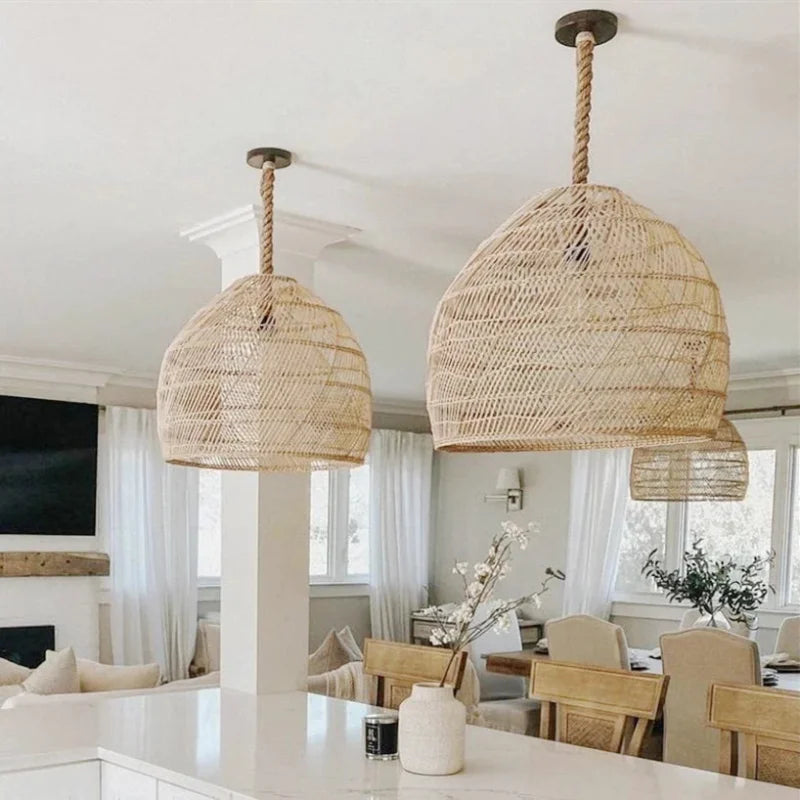 Grande Suspension Rotin & Corde