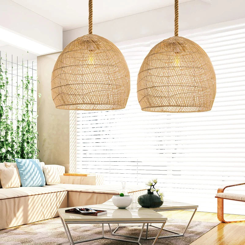 Grande Suspension Rotin & Corde