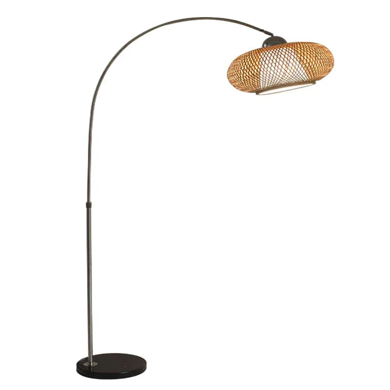 lampadaire rotin arc