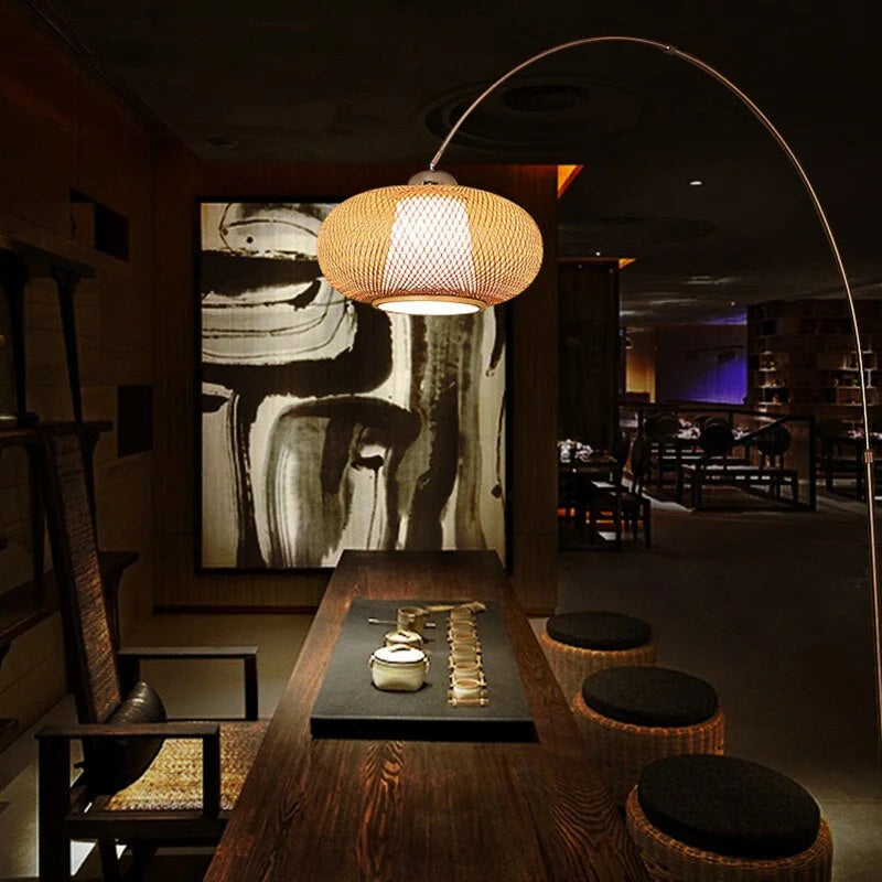 Lampadaire Arc en Rotin | ÉLÉGANCE