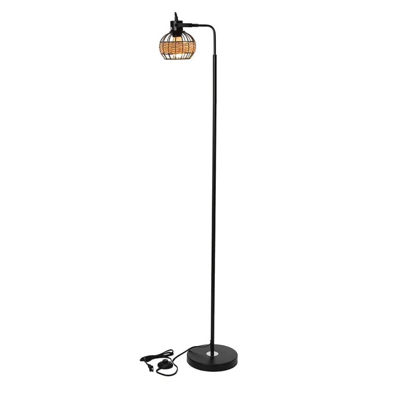lampadaire rotin et inox