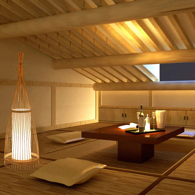 Lampadaire en Rotin Salon | LUMISPHÈRE