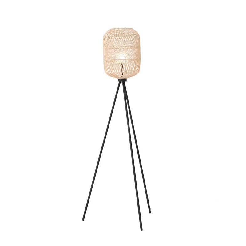 lampadaire trépied rotin