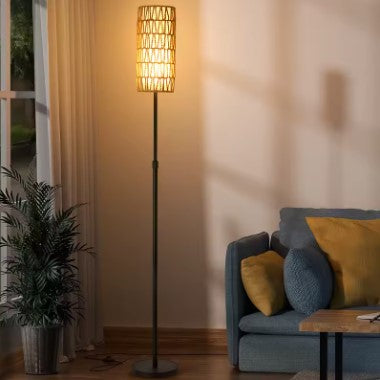 Lampadaire rotin vintage