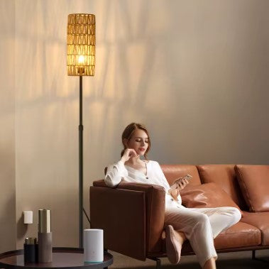 Lampadaire rotin vintage