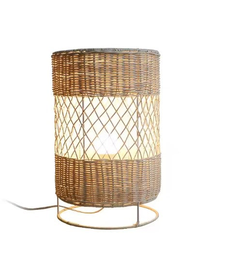 Lampadaire rotin grille