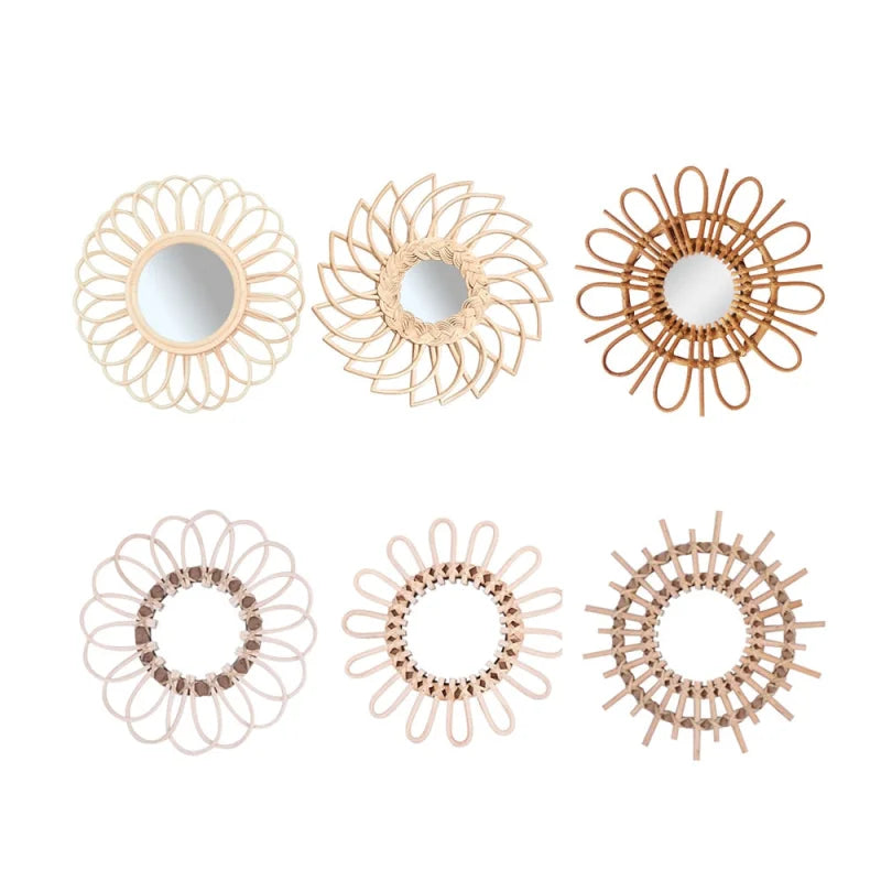 Miroir à Suspendre en Rotin Rose