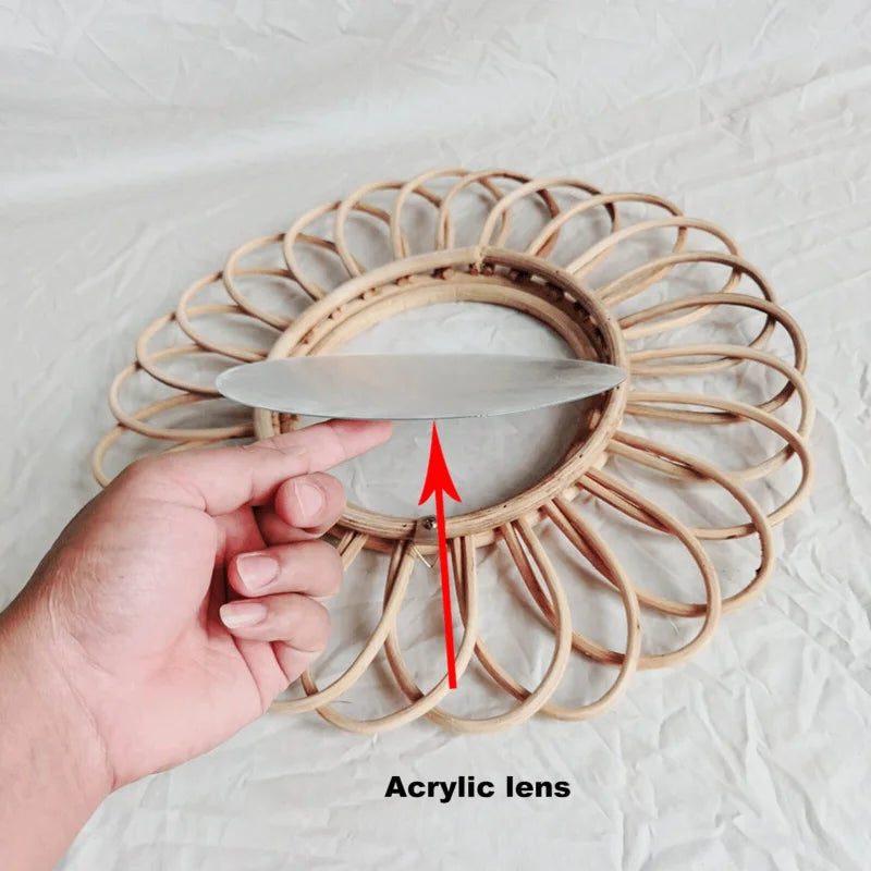 Miroir à Suspendre en Rotin Rose