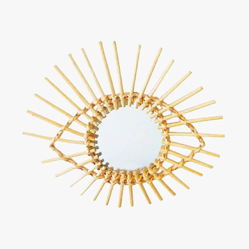 miroir oeil rotin vintage