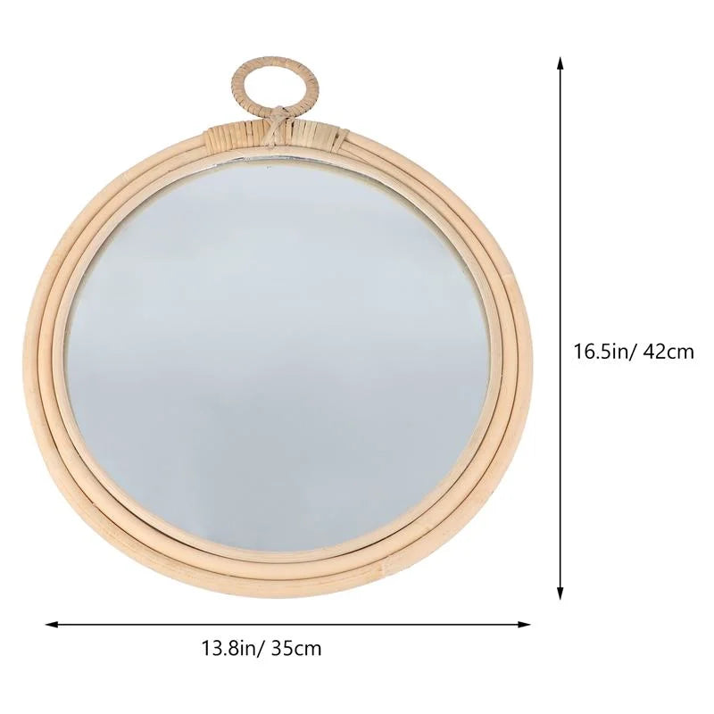 Miroir Rond Rotin Salle de Bain | AIGUE-MARINE