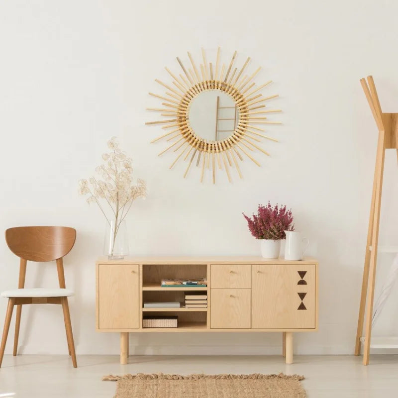 Miroir Rond Soleil Rotin | ÉCLAT