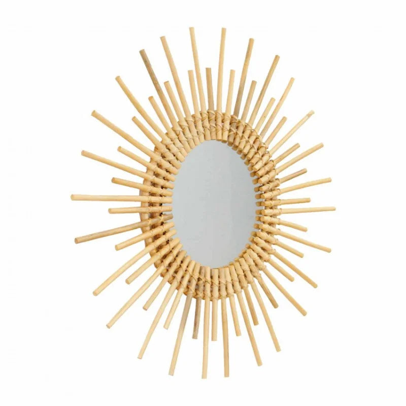 Miroir Rond Soleil Rotin | ÉCLAT