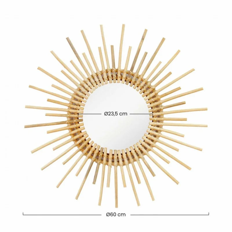 Miroir Rond Soleil Rotin | ÉCLAT