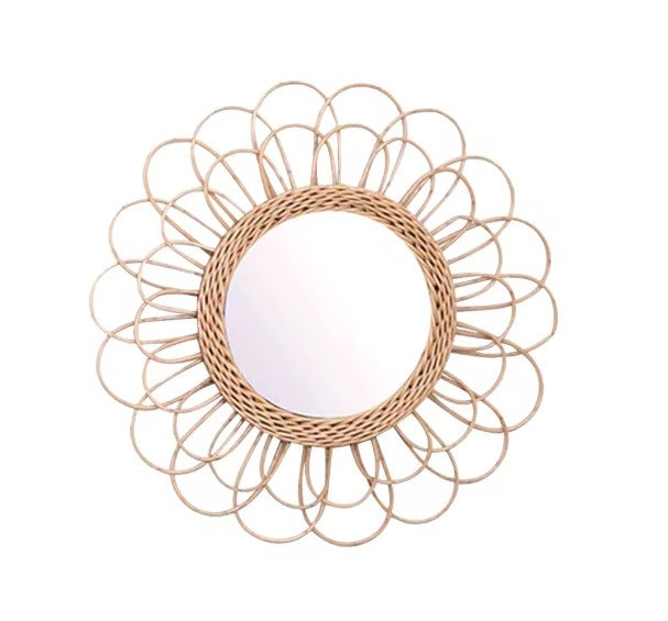 Miroir en rotin tournesol