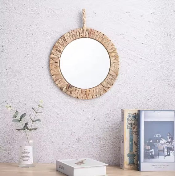 Miroir en rotin rétro