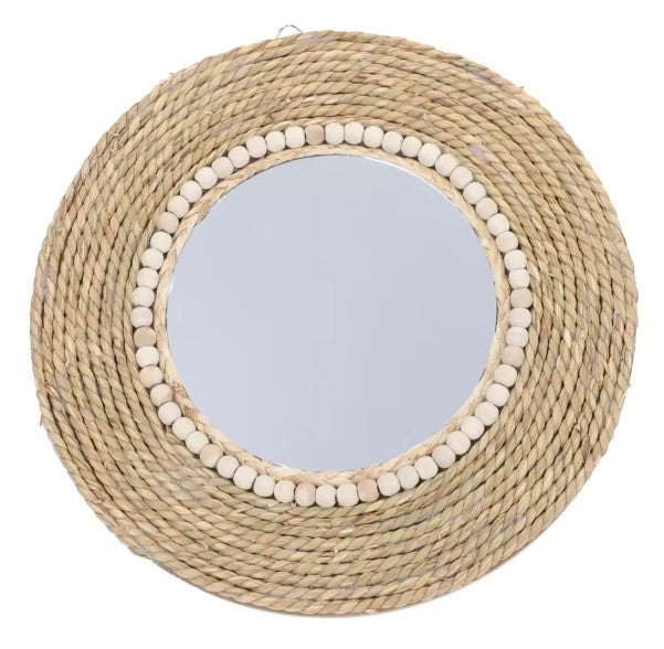 Miroir en rotin rond stylé
