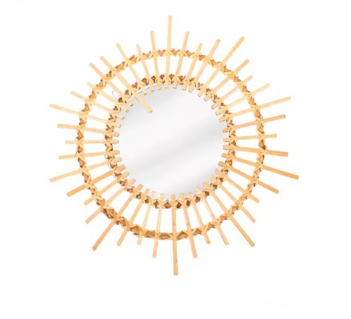 Miroir en rotin soleil