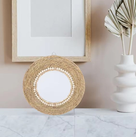 Miroir en rotin rond stylé