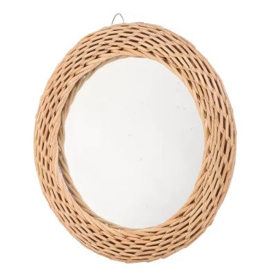 Miroir de maquillage en rotin
