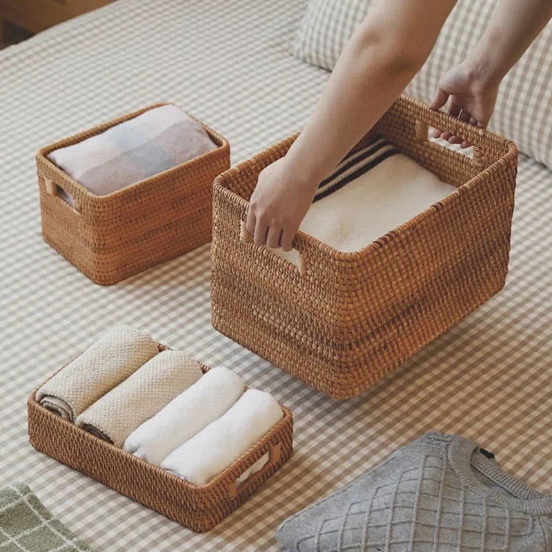Panier de Rangement en Rotin