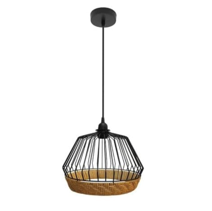 Suspension en rotin et métal