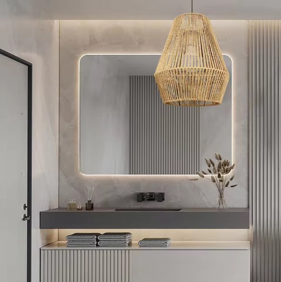 Suspension rotin simple naturelle